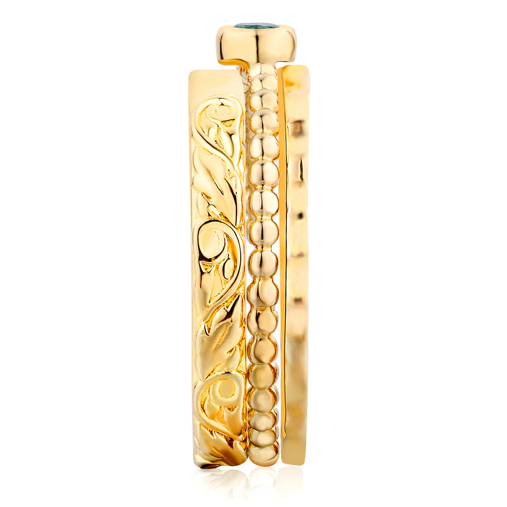 Women's Gold over Sterling Round Birthstone Stackable Freestyle Class Ring - Image 5