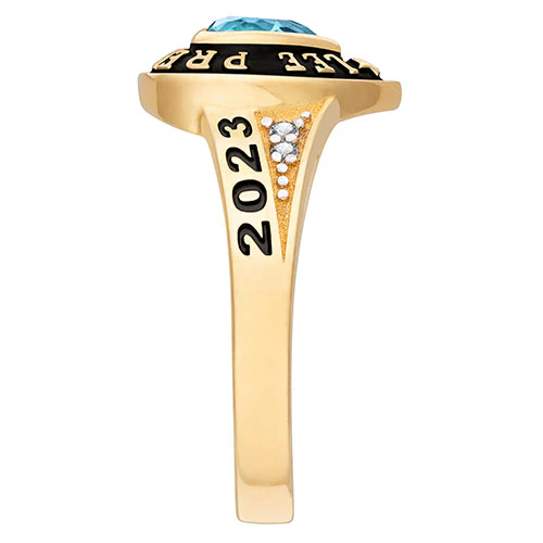 Ladies' 14K Gold over Sterling Traditional Heart Birthstone with CZ Accents Class Ring - Image 3