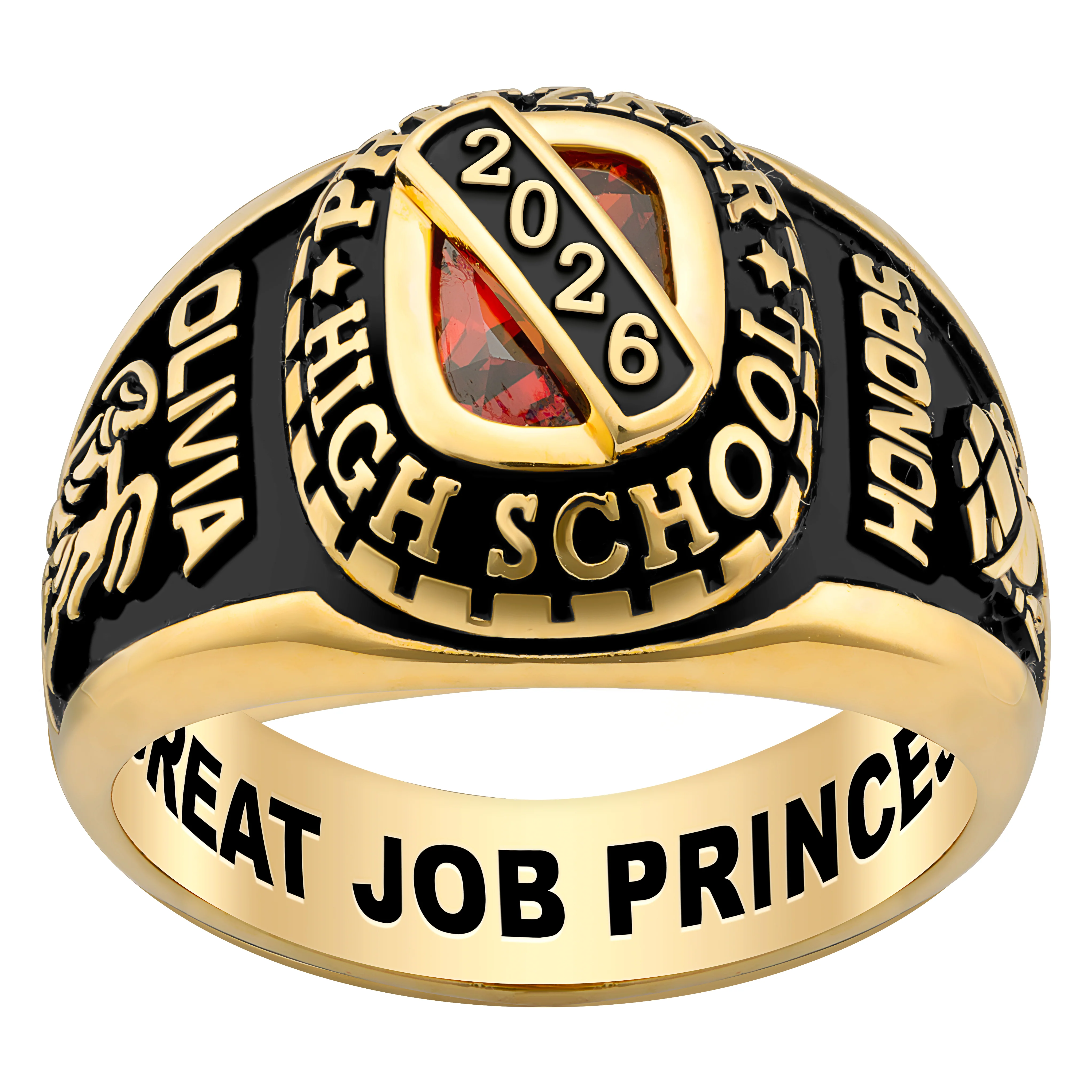 Ladies' 14K Gold Plated Celebrium Bridge Birthstone Class Ring