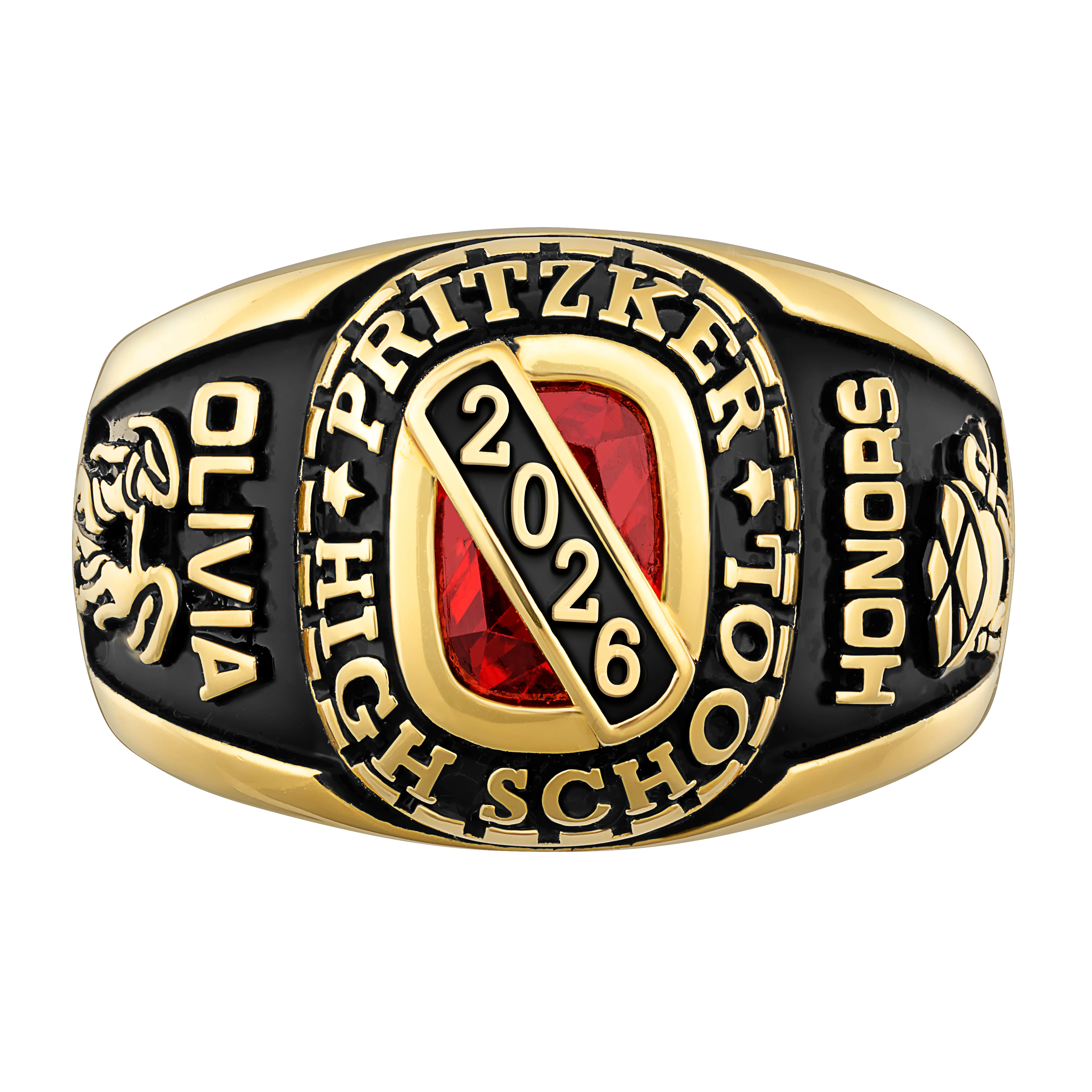 Ladies' 14K Gold Plated Celebrium Bridge Birthstone Class Ring - Image 2