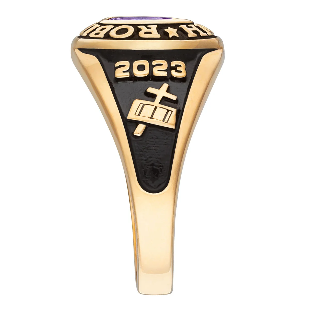 Ladies Goldtone Traditional Petite Oval Birthstone Class Ring - Image 3