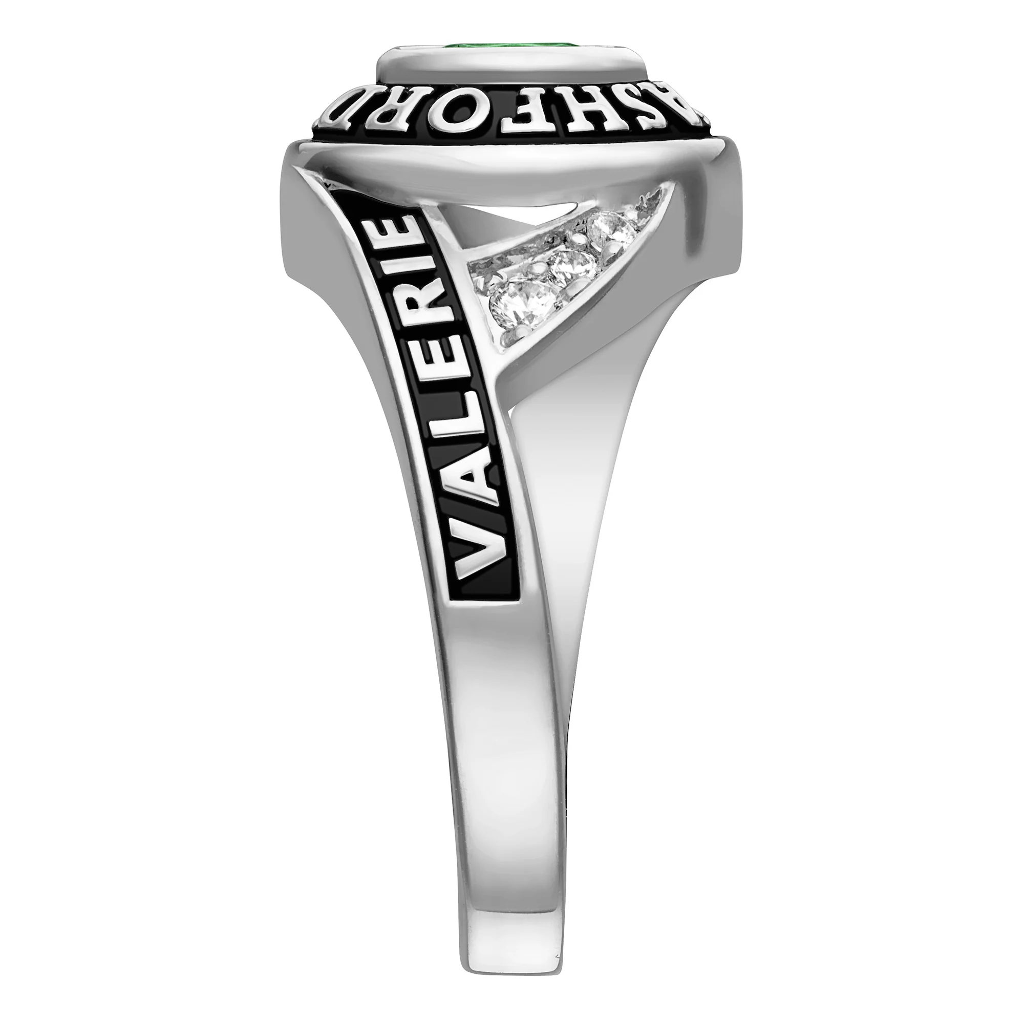 Ladies Class Ring in Platinum Celebrium Marquise Birthstone - Image 2