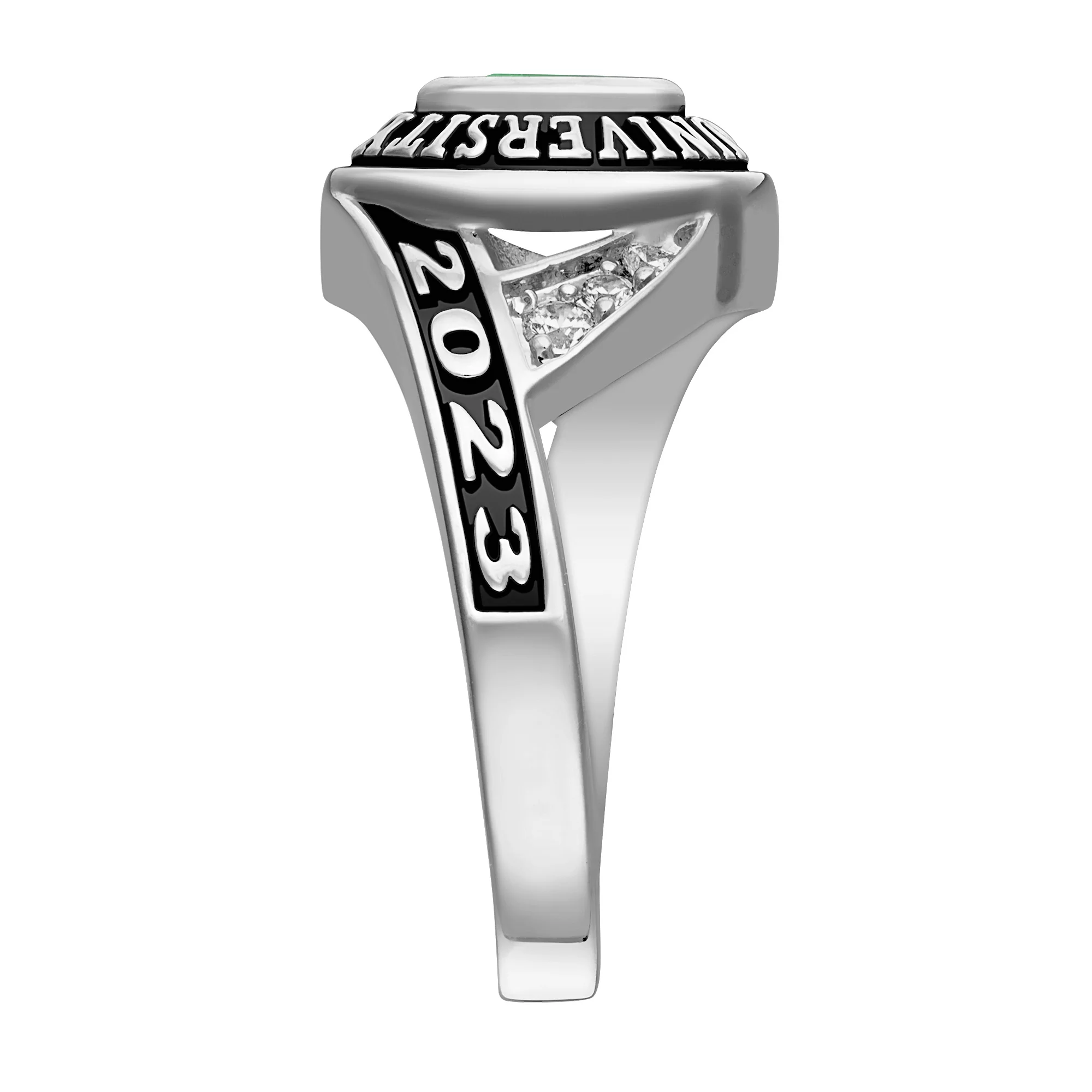 Ladies Class Ring in Platinum Celebrium Marquise Birthstone - Image 3