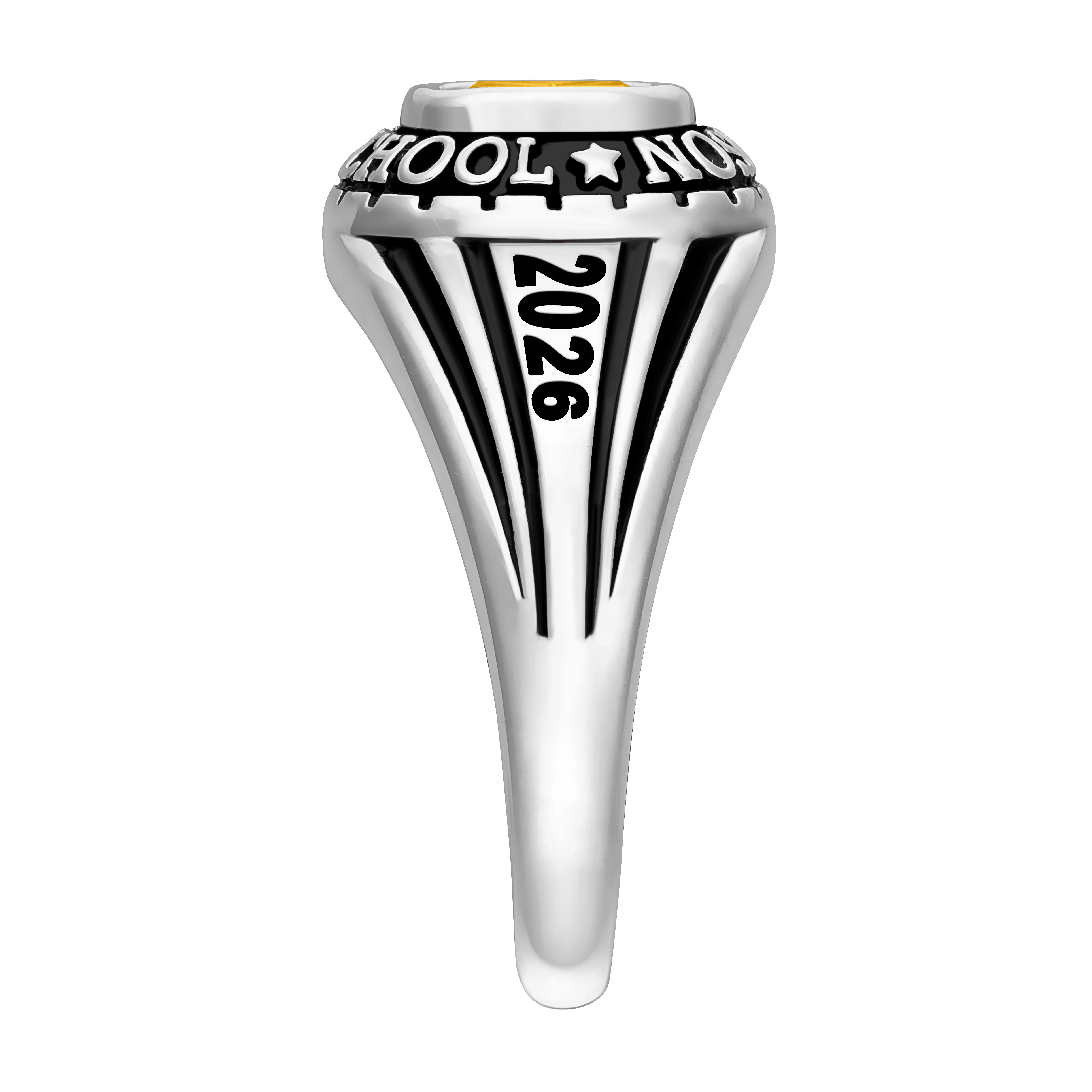 Ladies' Platinum Over Celebrium Traditional Class Ring - Image 3