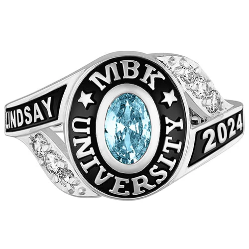 Ladies Class Ring in Platinum Plated Celebrium With CZ - Image 2
