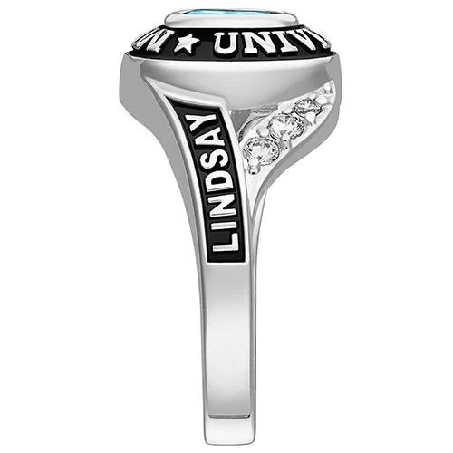 Ladies Class Ring in Platinum Plated Celebrium With CZ - Image 3