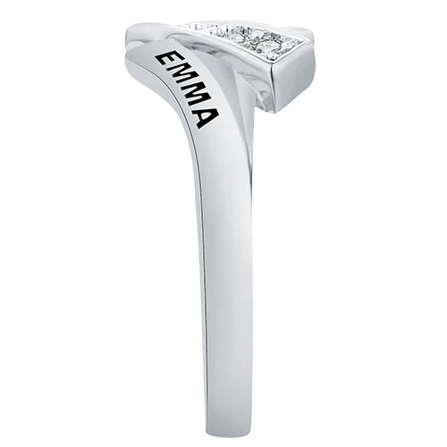 Women's Platinum Plated CZ Bypass Class Ring - Image 3