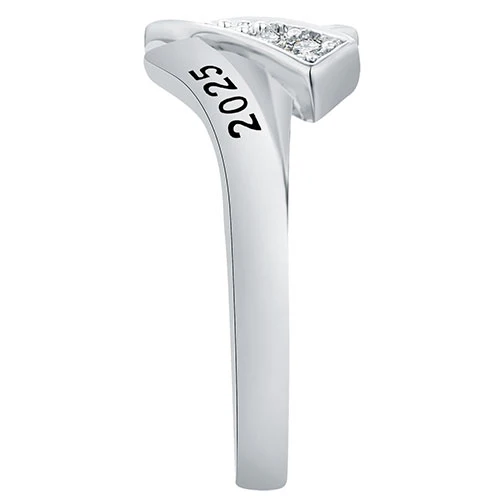 Women's Platinum Plated CZ Bypass Class Ring - Image 4