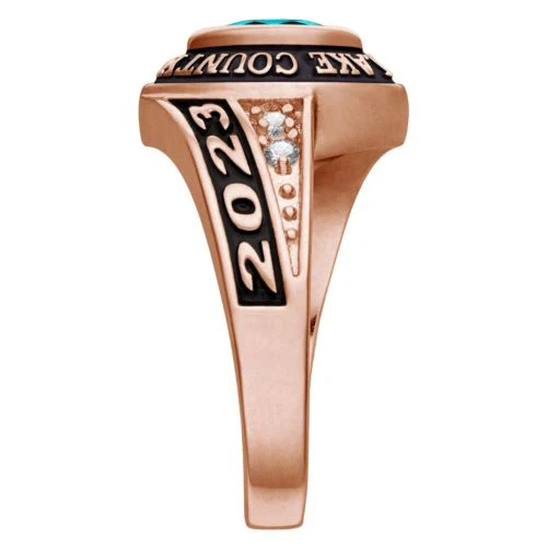 Women's Rose Gold CELEBRIUM Marquise Birthstone and CZ Class Ring - Image 3