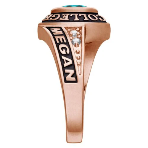 Women's Rose Gold CELEBRIUM Marquise Birthstone and CZ Class Ring - Image 4