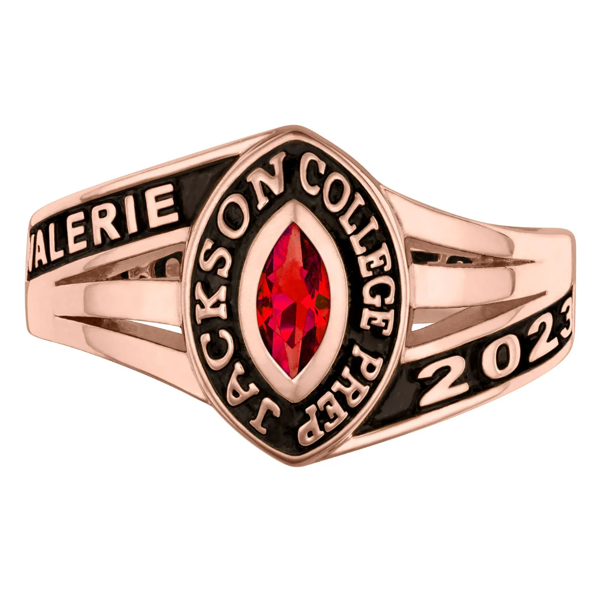 Ladies Rose Gold CELEBRIUM Marquise Birthstone Class Ring - Image 2