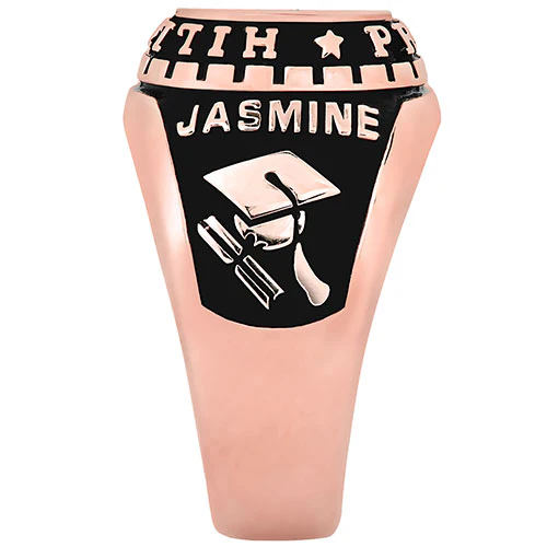 Ladies Rose Gold CELEBRIUM Traditional Oval Stone Class Ring - Image 4