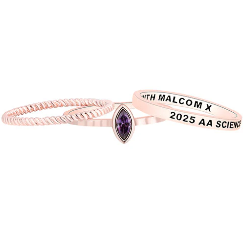 Women's Rose Gold over Sterling Marquise Birthstone Stackable Class Ring