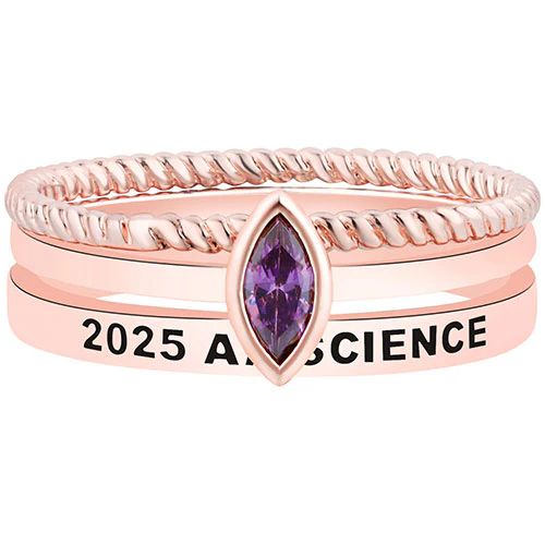 Women's Rose Gold over Sterling Marquise Birthstone Stackable Class Ring - Image 3