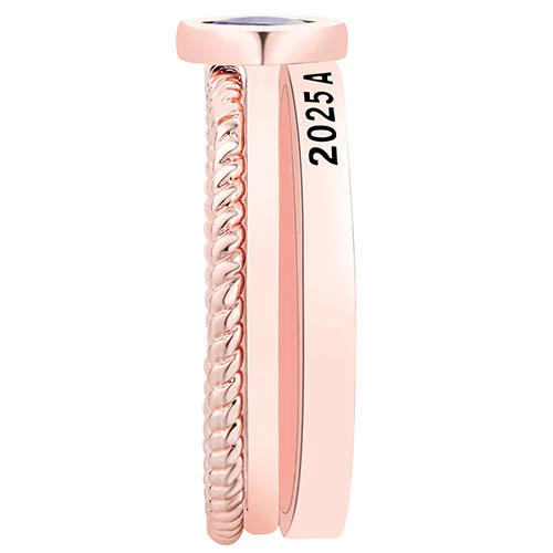 Women's Rose Gold over Sterling Marquise Birthstone Stackable Class Ring - Image 4