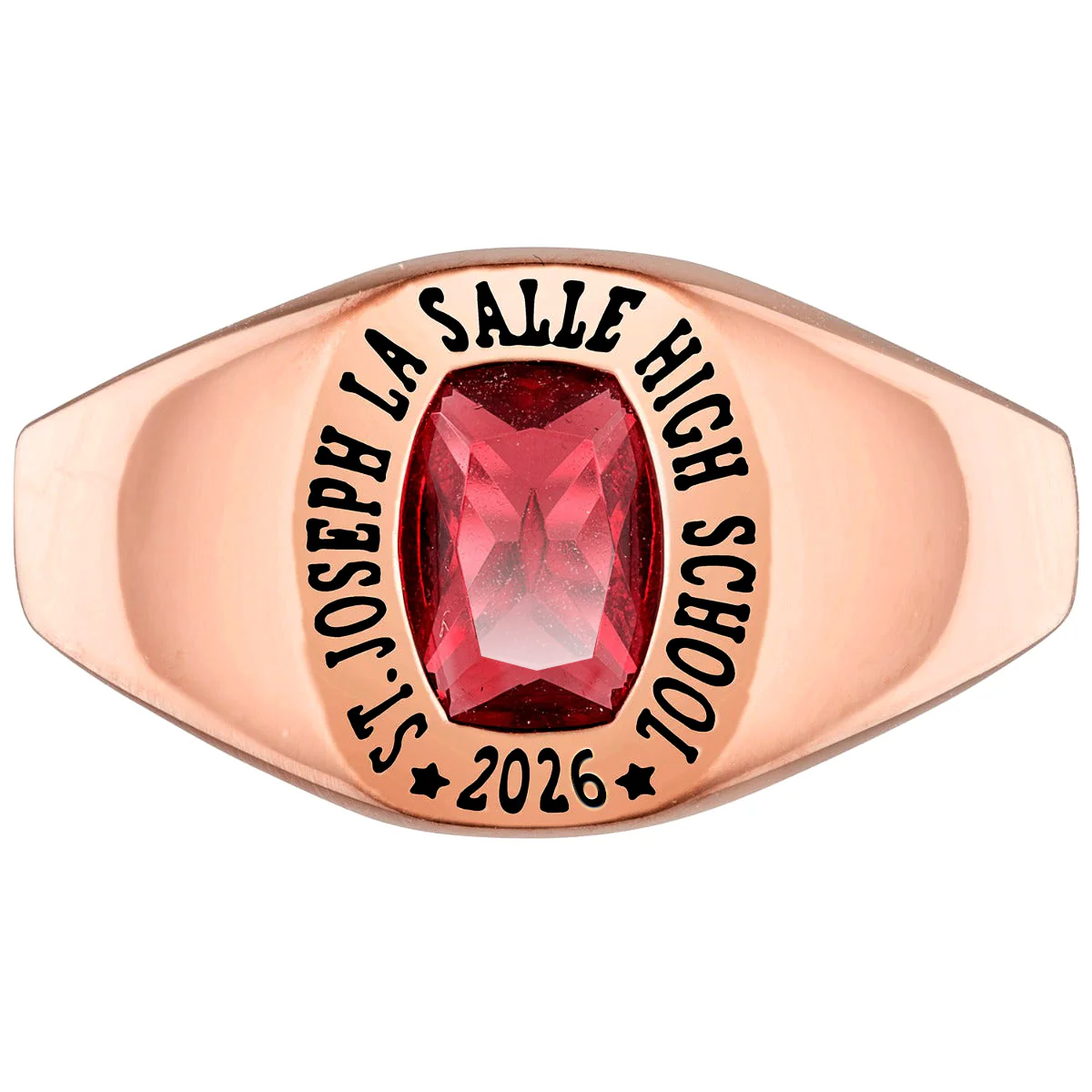 Ladies' 14K Rose Gold over Sterling Minimal Birthstone Signet Freestyle Class Ring - Image 2