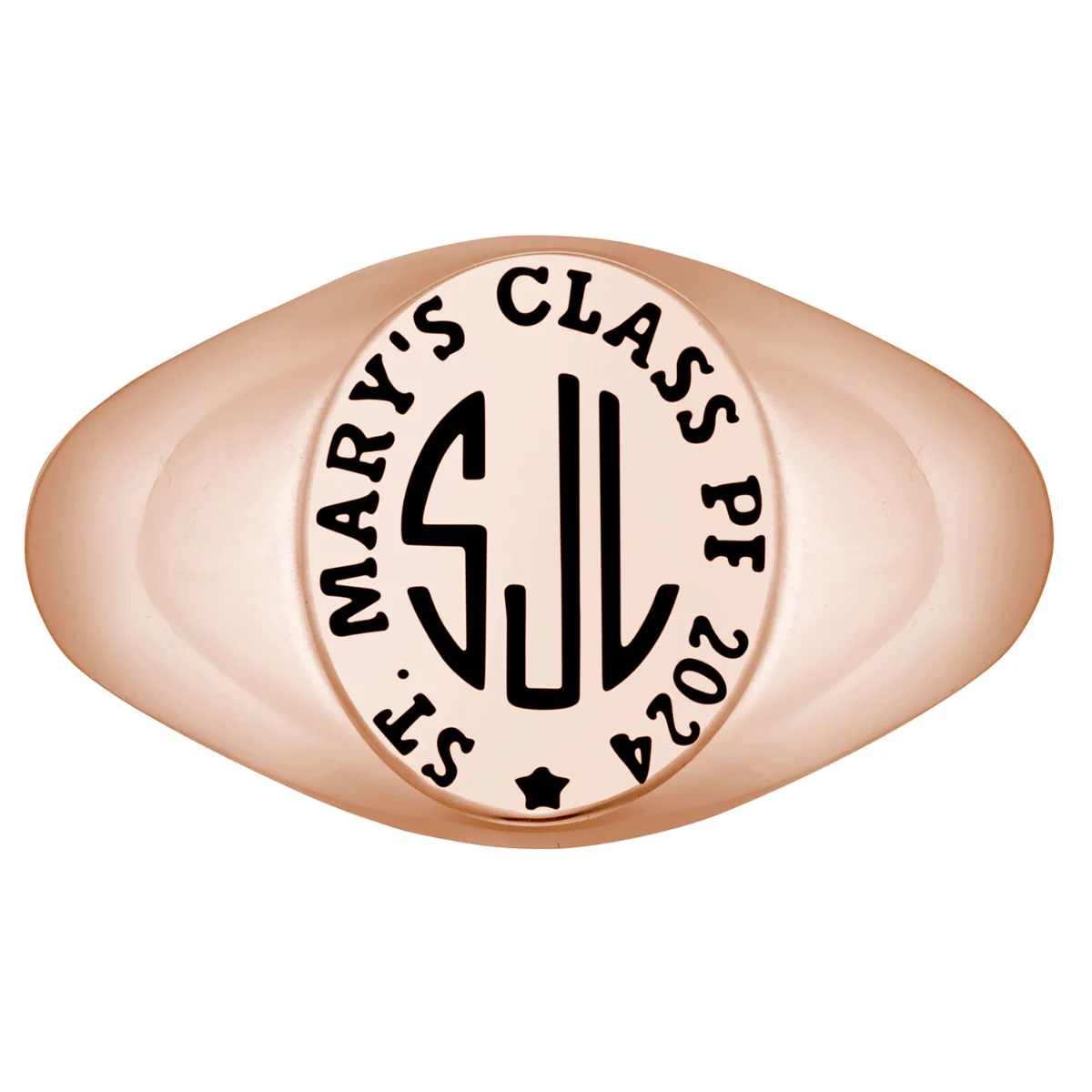 Ladies' 14K Rose Gold over Sterling Monogram Signet Class Rings - Image 2