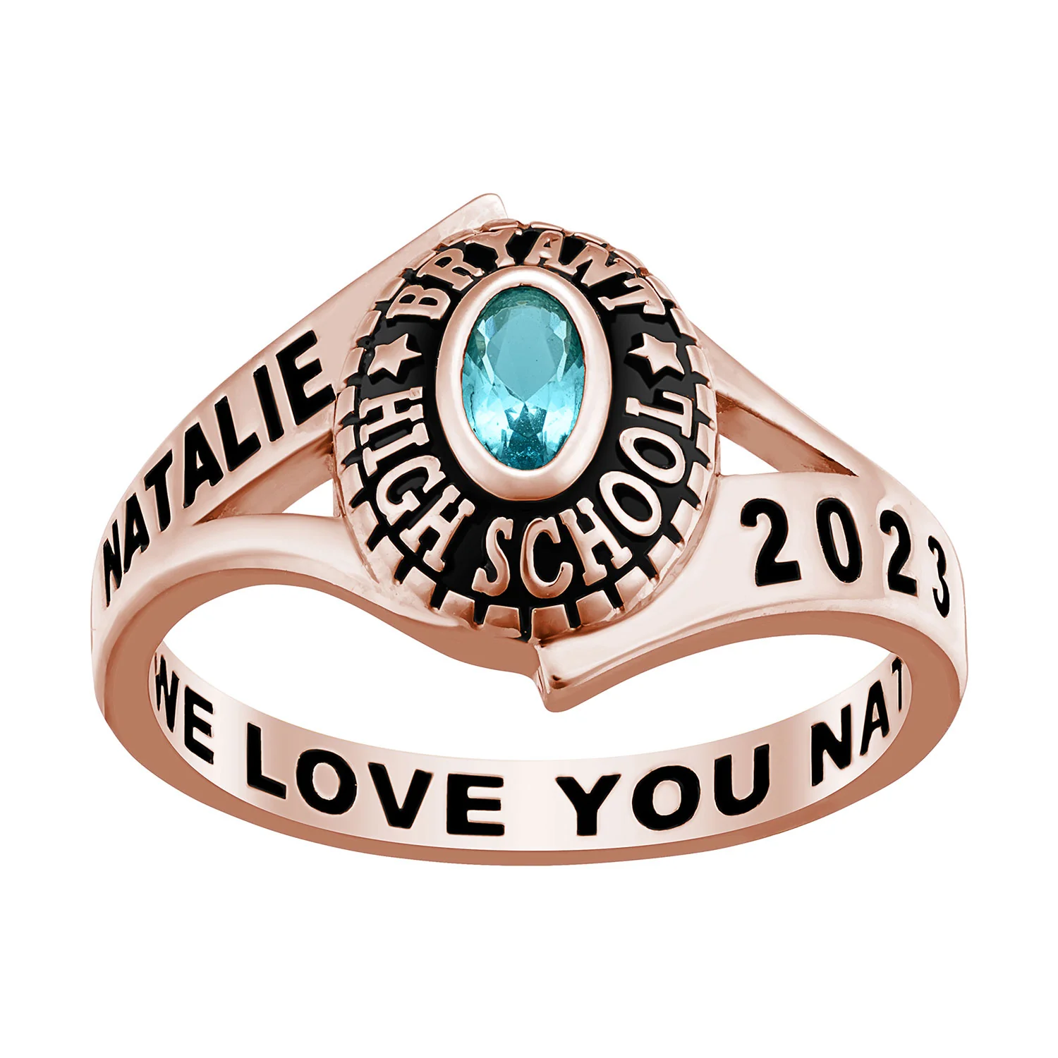 Ladies' 14K Rose Gold over Sterling Birthstone Class Ring