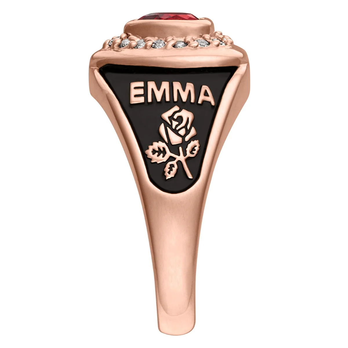 Ladies' 14K Rose Gold over Sterling CZ Heart Class Ring - Image 3