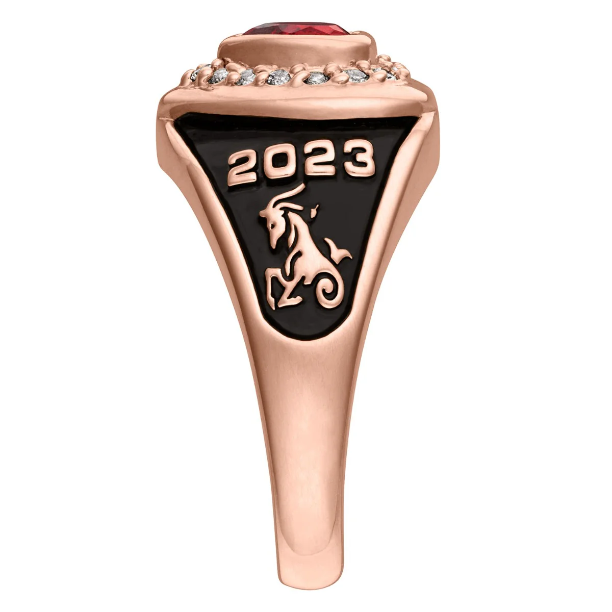 Ladies' 14K Rose Gold over Sterling CZ Heart Class Ring - Image 4