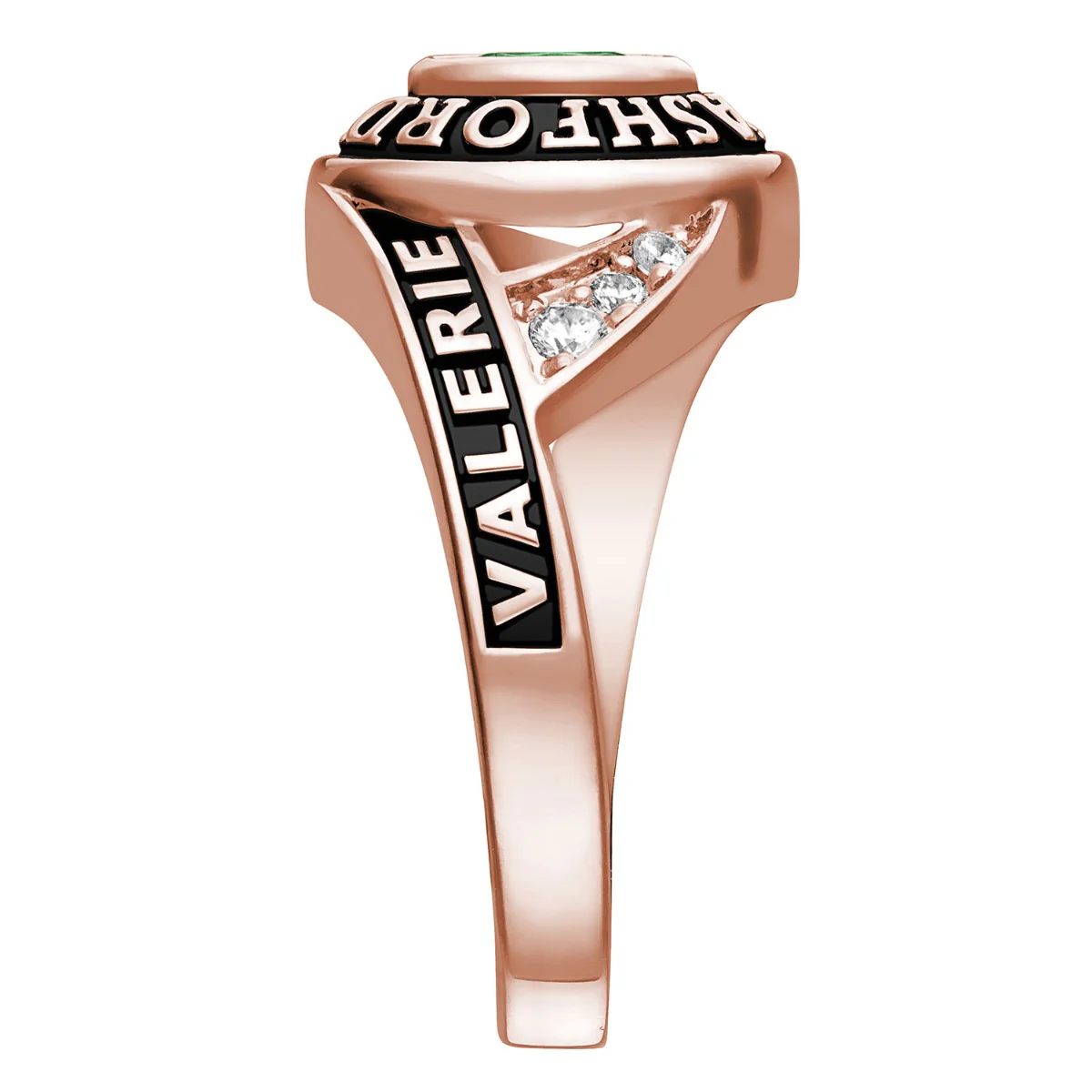 Ladies' 14K Rose Gold over Sterling Marquise Birthstone Class Ring - Image 3