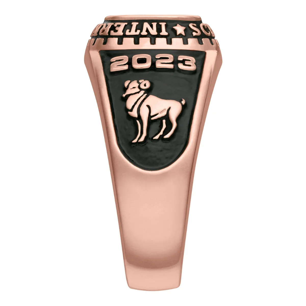 Ladies 14K Rose Gold over Sterling Traditional Checkerboard Birthstone Class Ring - Image 3