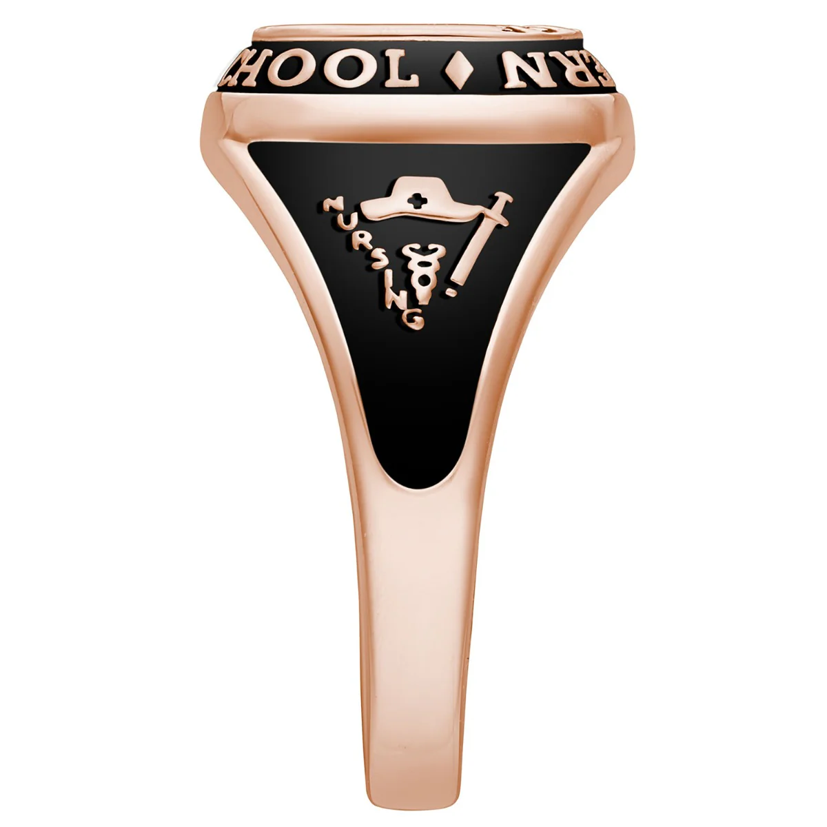 Ladies' 14K Rose Gold over Sterling Traditional Cushion Birthstone Class Ring - Image 4