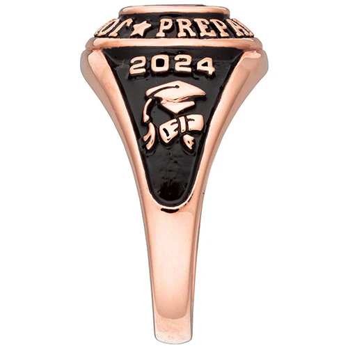 Ladies' 14K Rose Gold over Sterling Traditional Oval Birthstone Class Ring - Image 3