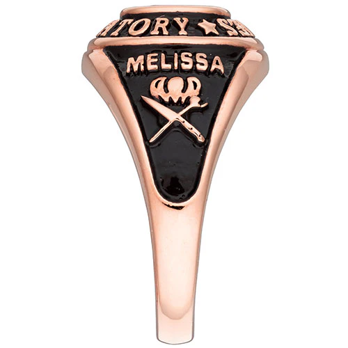 Ladies' 14K Rose Gold over Sterling Traditional Oval Birthstone Class Ring - Image 4