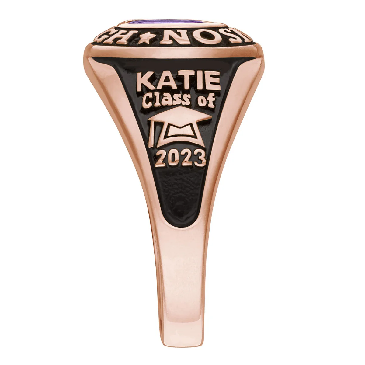 Ladies 14K Rose Gold over Sterling Traditional Petite Oval Birthstone Class Ring - Image 4