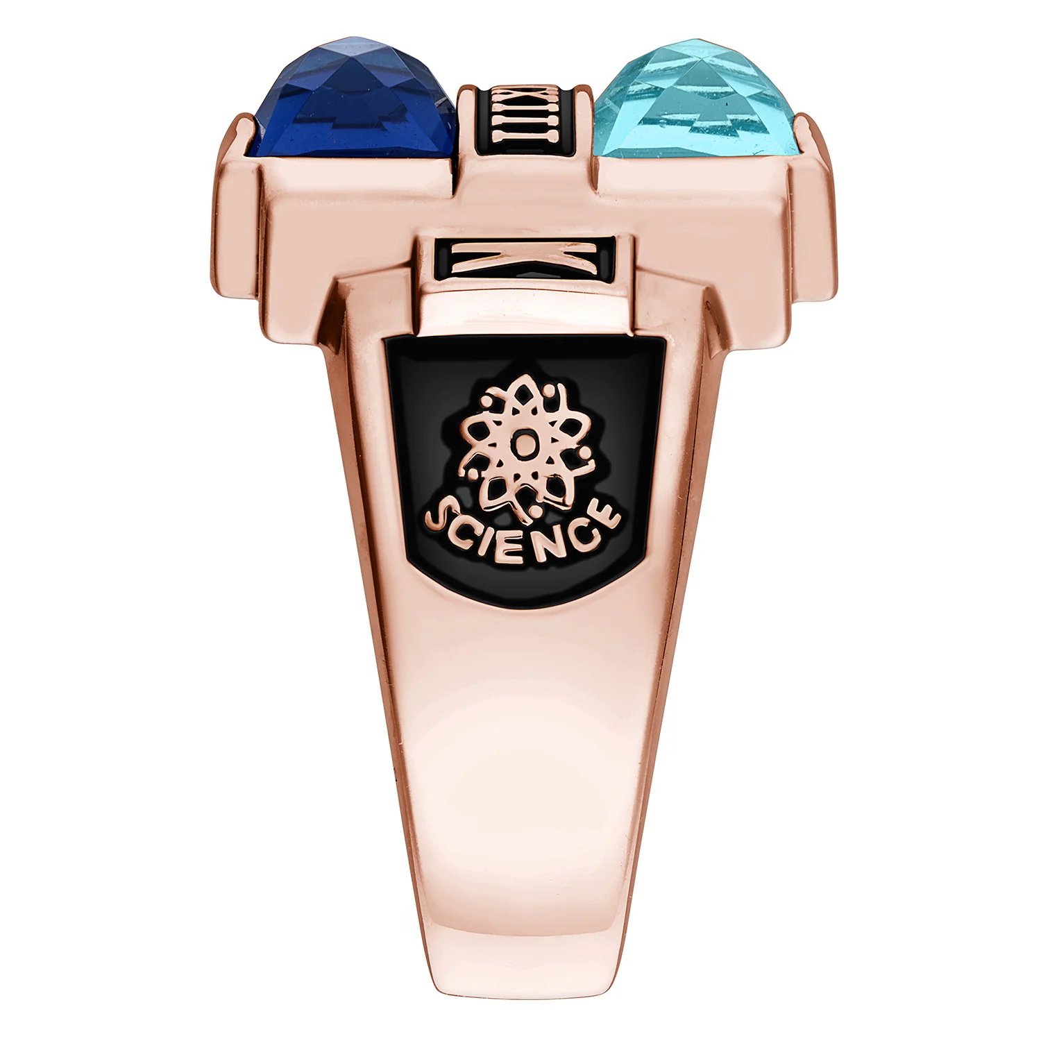Ladies' 14K Rose Gold over Sterling Double Birthstone Rectangle Class Ring - Image 4