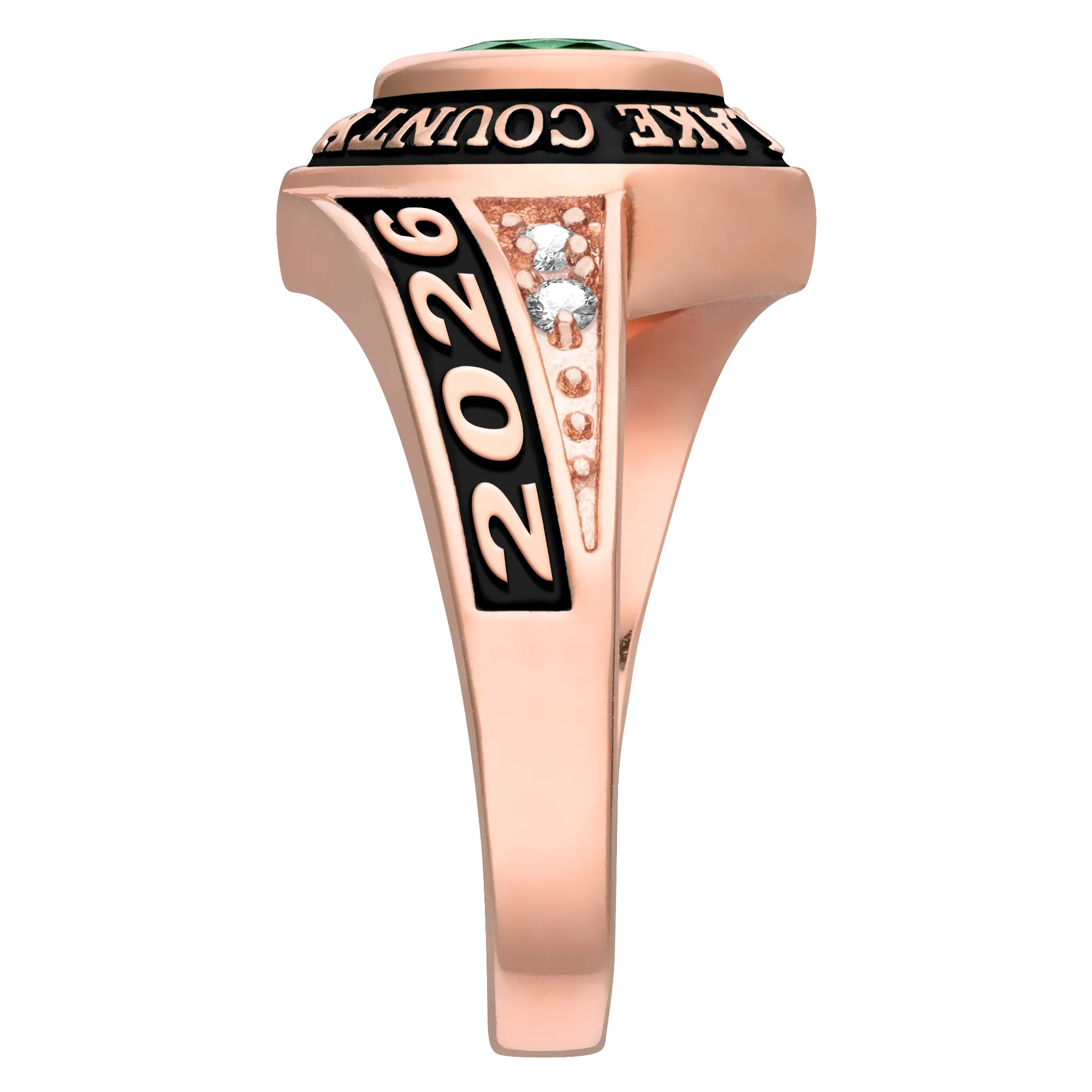 Ladies Rose Gold CELEBRIUM Marquise Birthstone and CZ Class Ring - Image 3