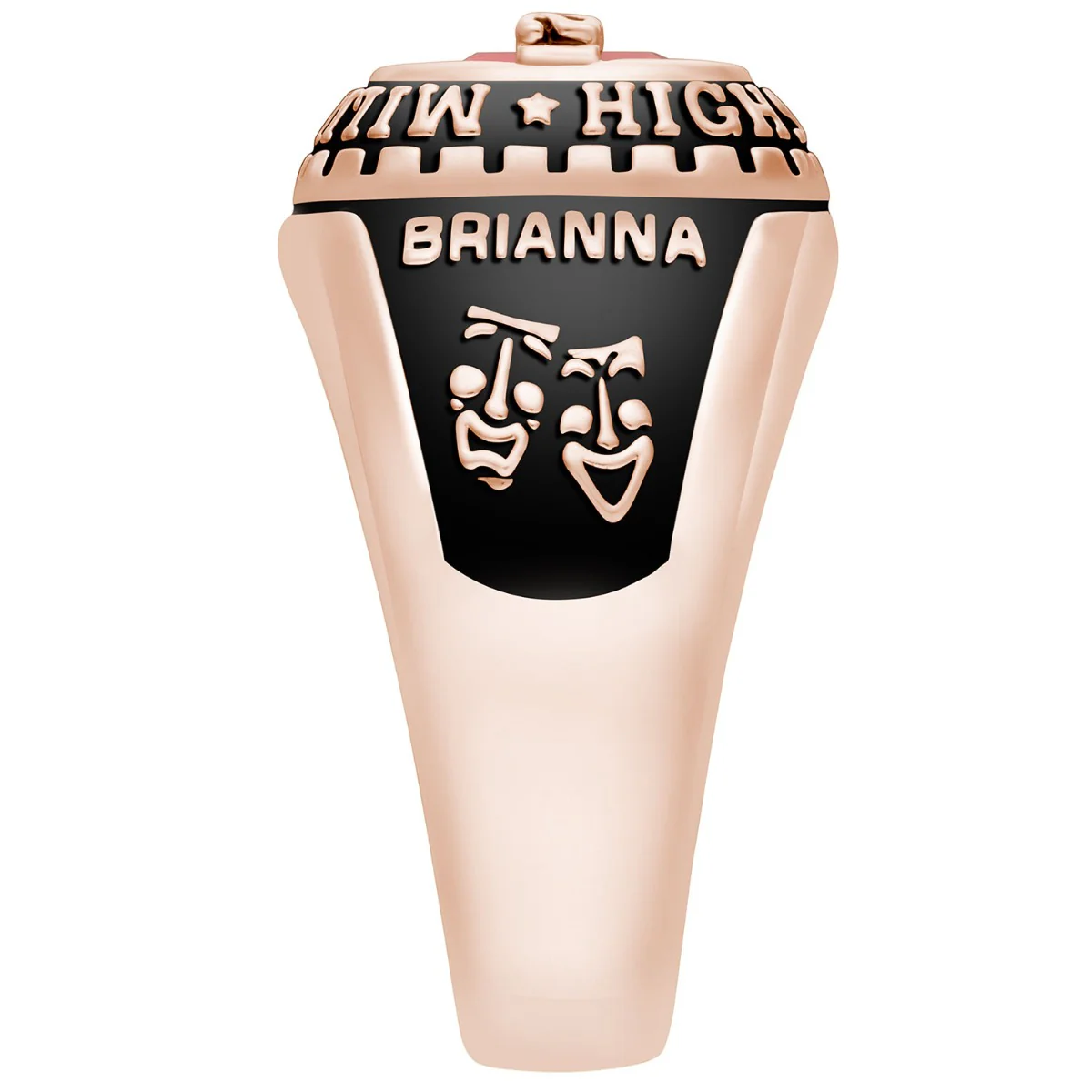 Ladies Rose Gold CELEBRIUM Personalized Bridge Traditional Birthstone Class Ring - Image 3