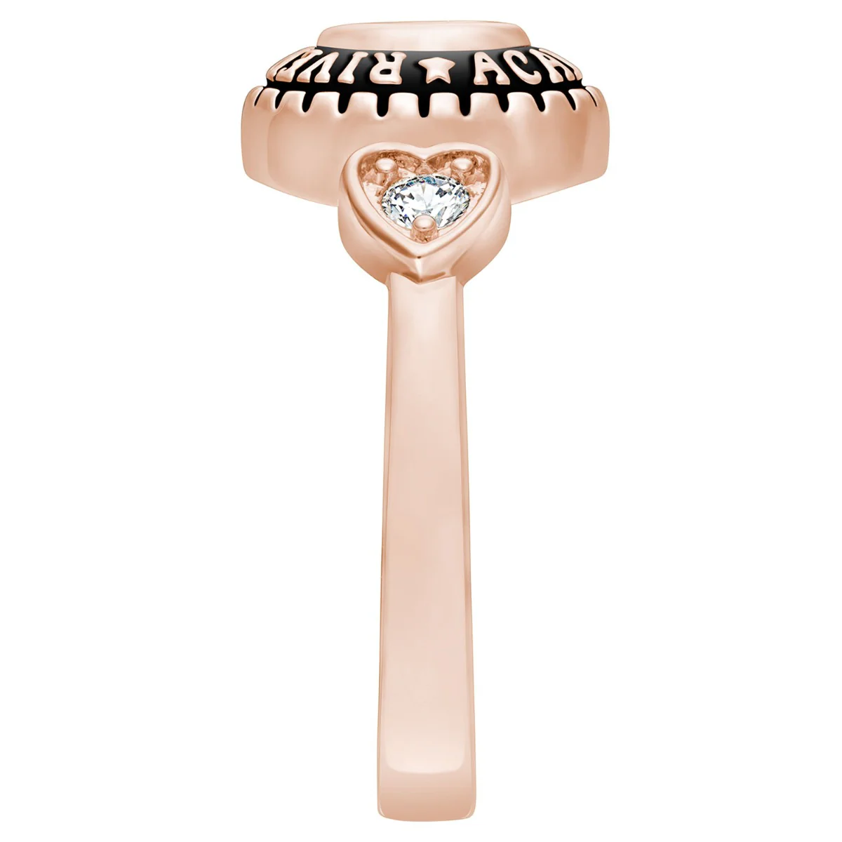 Ladies Rose Gold CELEBRIUM Traditional Oval Birthstone and CZ Heart Class Ring - Image 3