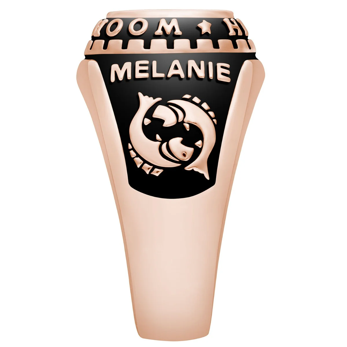 Ladies Rose Gold CELEBRIUM Traditional Oval Birthstone Class Ring - Image 3