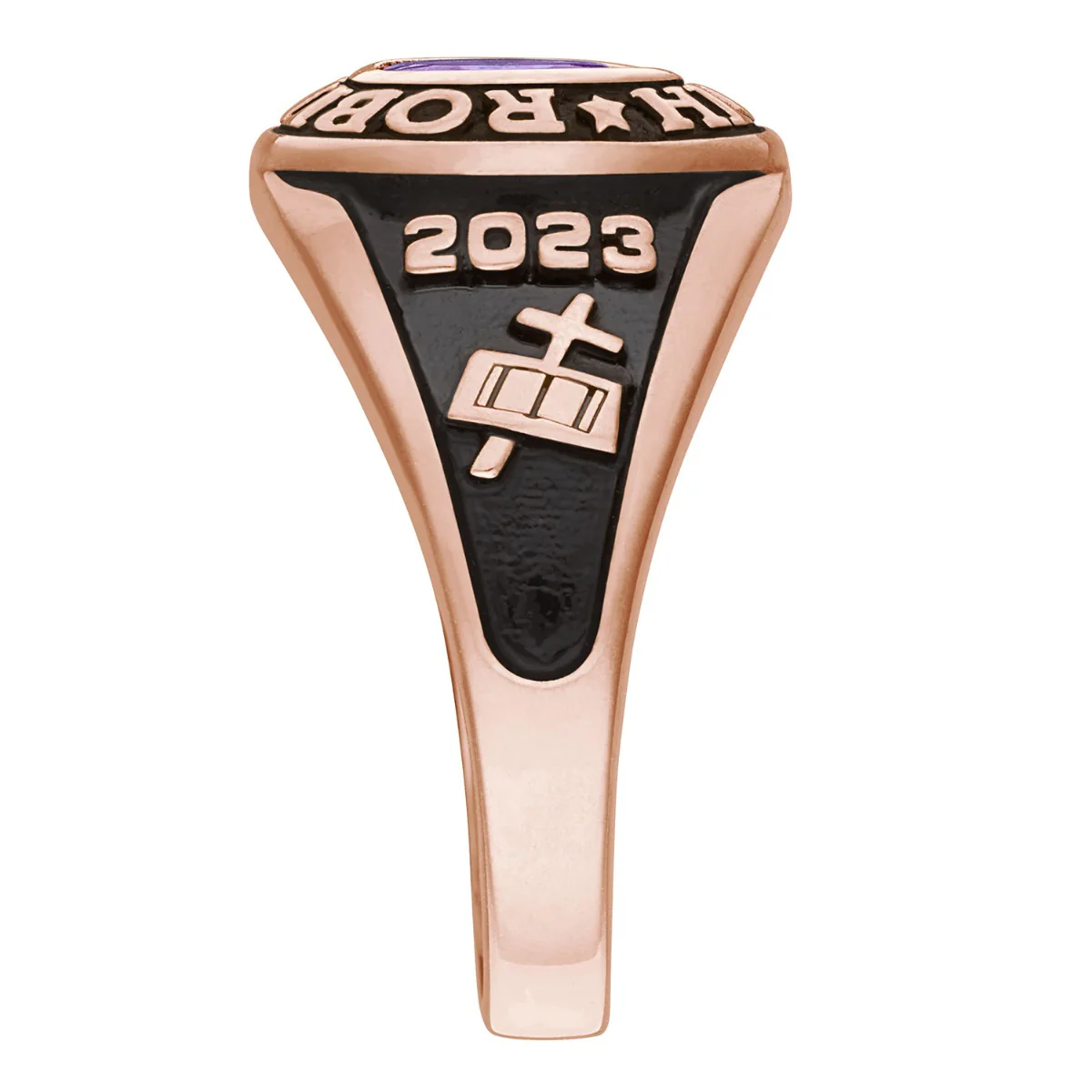 Ladies Rose Gold CELEBRIUM Traditional Petite Oval Birthstone Class Ring - Image 3