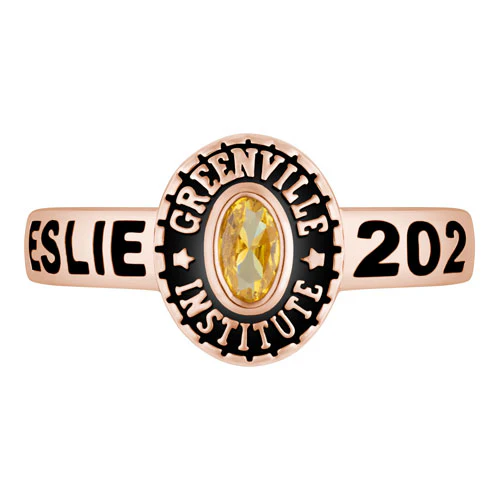 Ladies 14K Rose Gold Plated Traditional Oval Stone Class