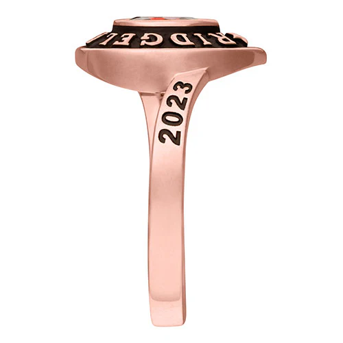 Ladies' Rose Yellow Celebrium Pear Birthstone Class Ring - Image 3