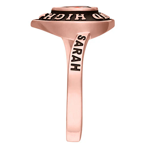 Ladies' Rose Yellow Celebrium Pear Birthstone Class Ring - Image 4