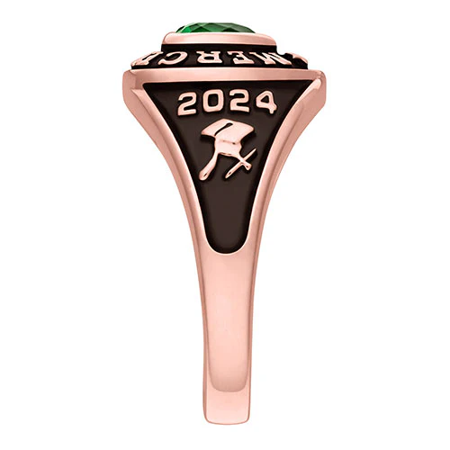 Ladies' Rose Yellow Celebrium Traditional Heart Birthstone Class Ring - Image 3