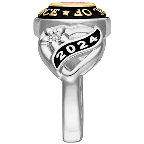 Ladies' Silver Celebrium and Gold Sweetheart Birthstone Class Ring - Image 5