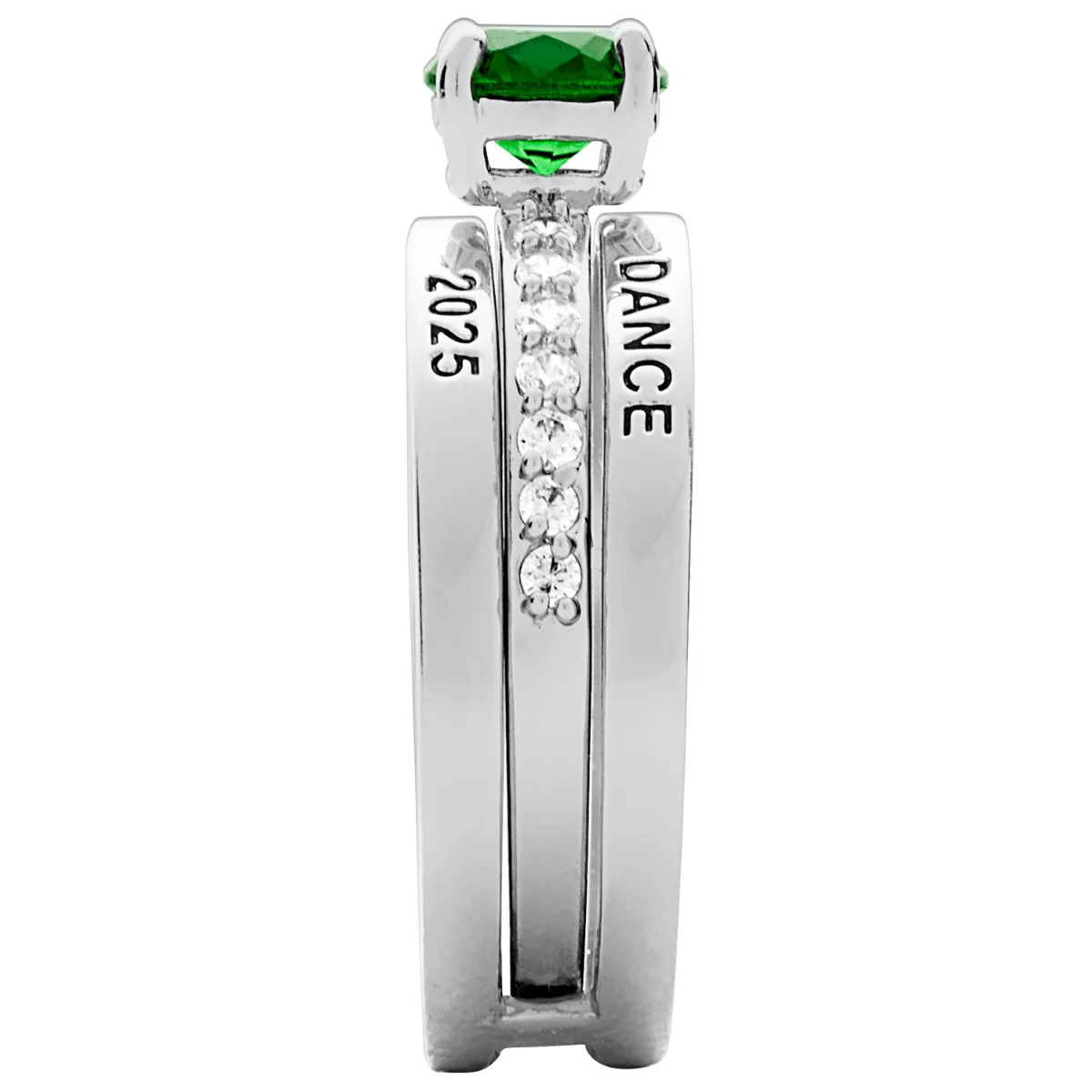 Ladies' Silver Plated Class Ring with Jacket and CZ Accents - Image 4