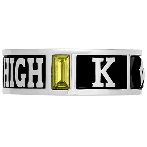 Ladies' Silver Plated Decorated Band Class Ring - Image 4