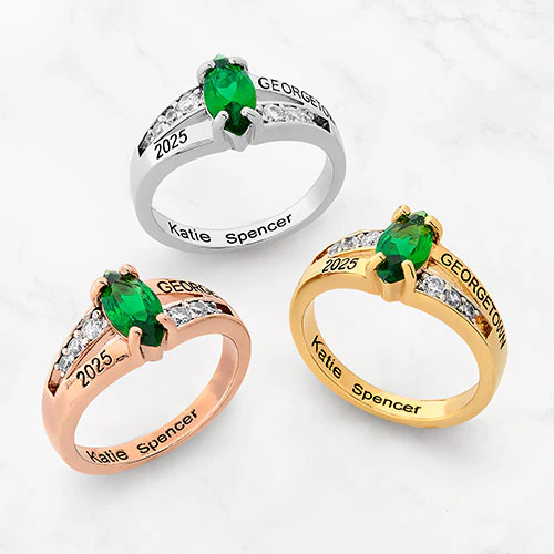 Ladies' Silver Plated Marquise Birthstone with CZ Class Ring - Image 4