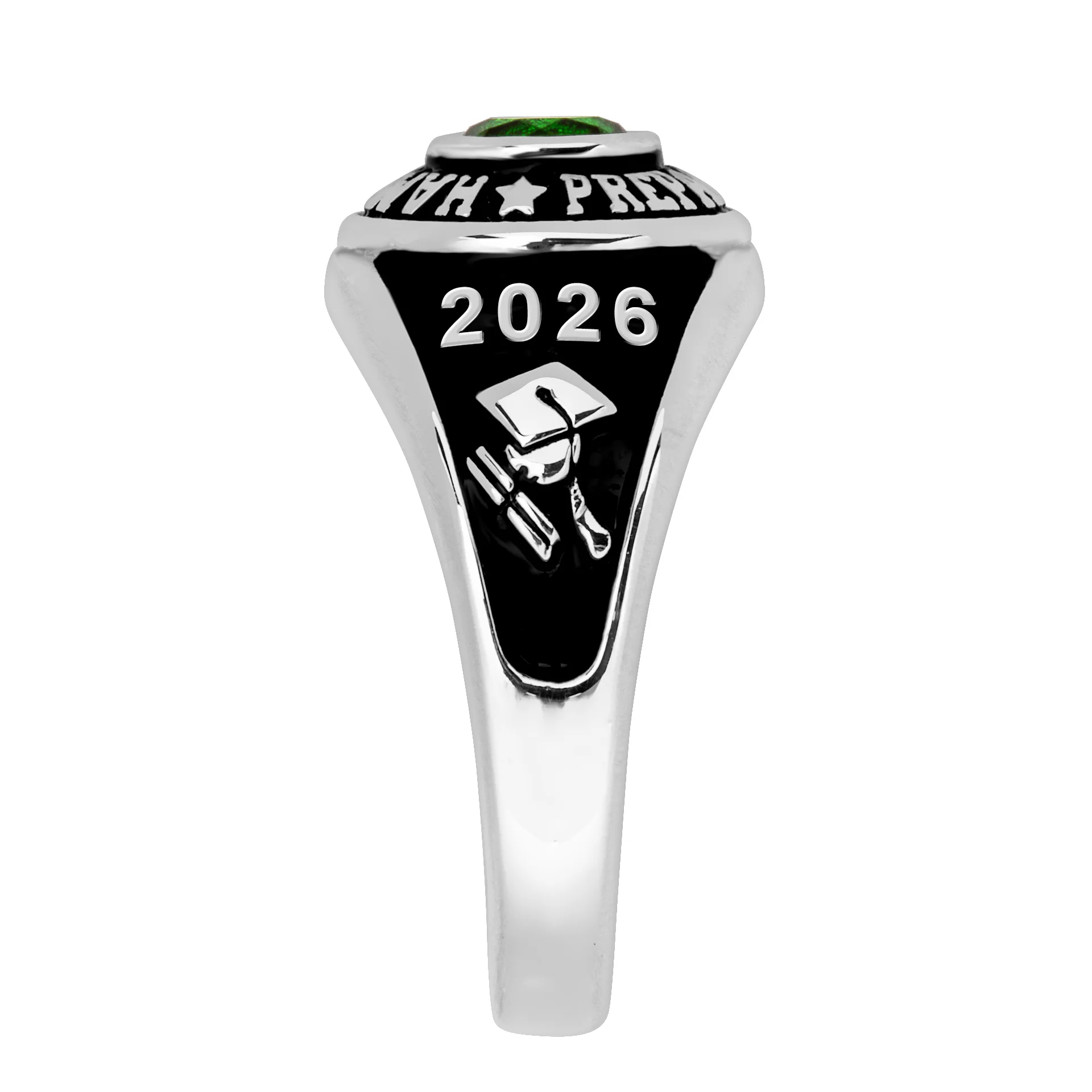 Ladies' Silver Plated Traditional Round Birthstone Class Ring - Image 3