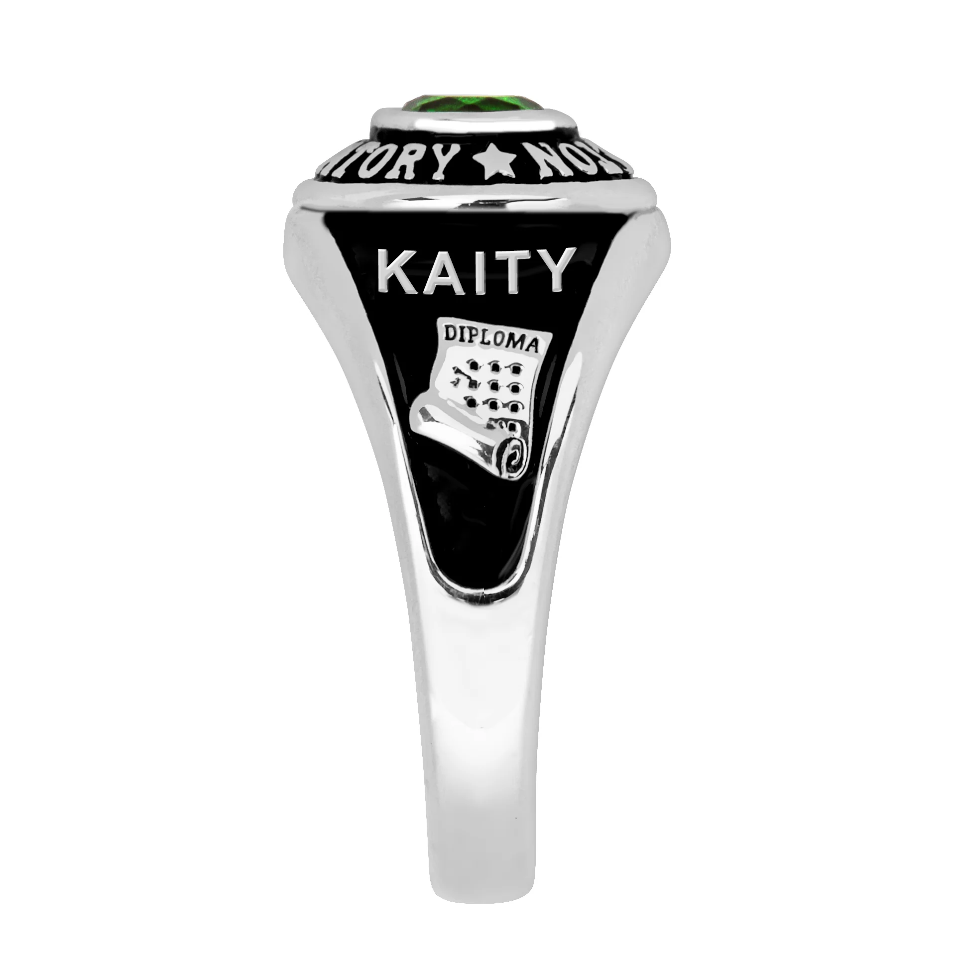 Ladies' Silver Plated Traditional Round Birthstone Class Ring - Image 4