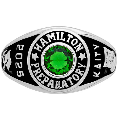 Ladies' Silver Plated Traditional Round Birthstone Class Ring - Image 7
