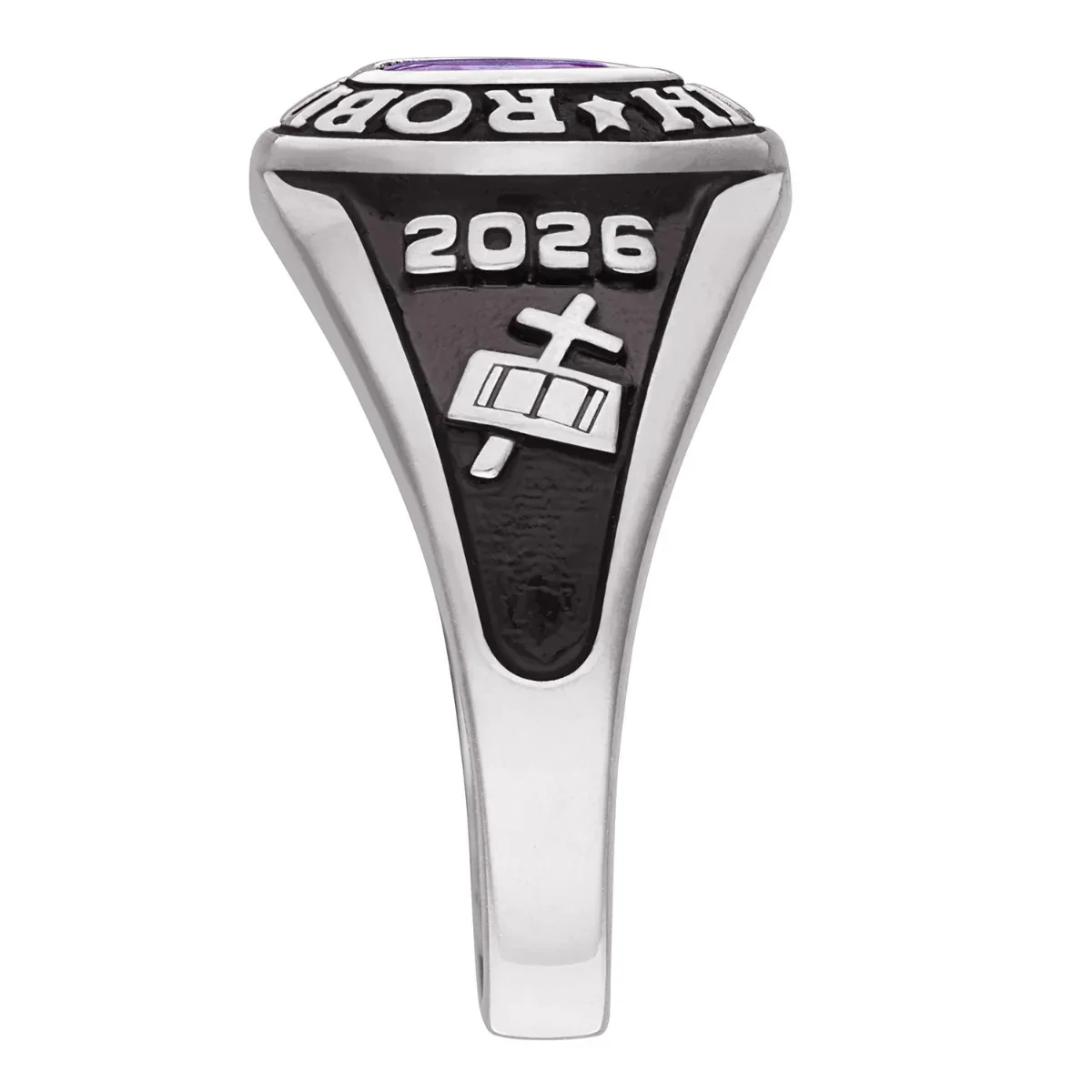 Ladies Silvertone Traditional Petite Oval Birthstone Class Ring - Image 3