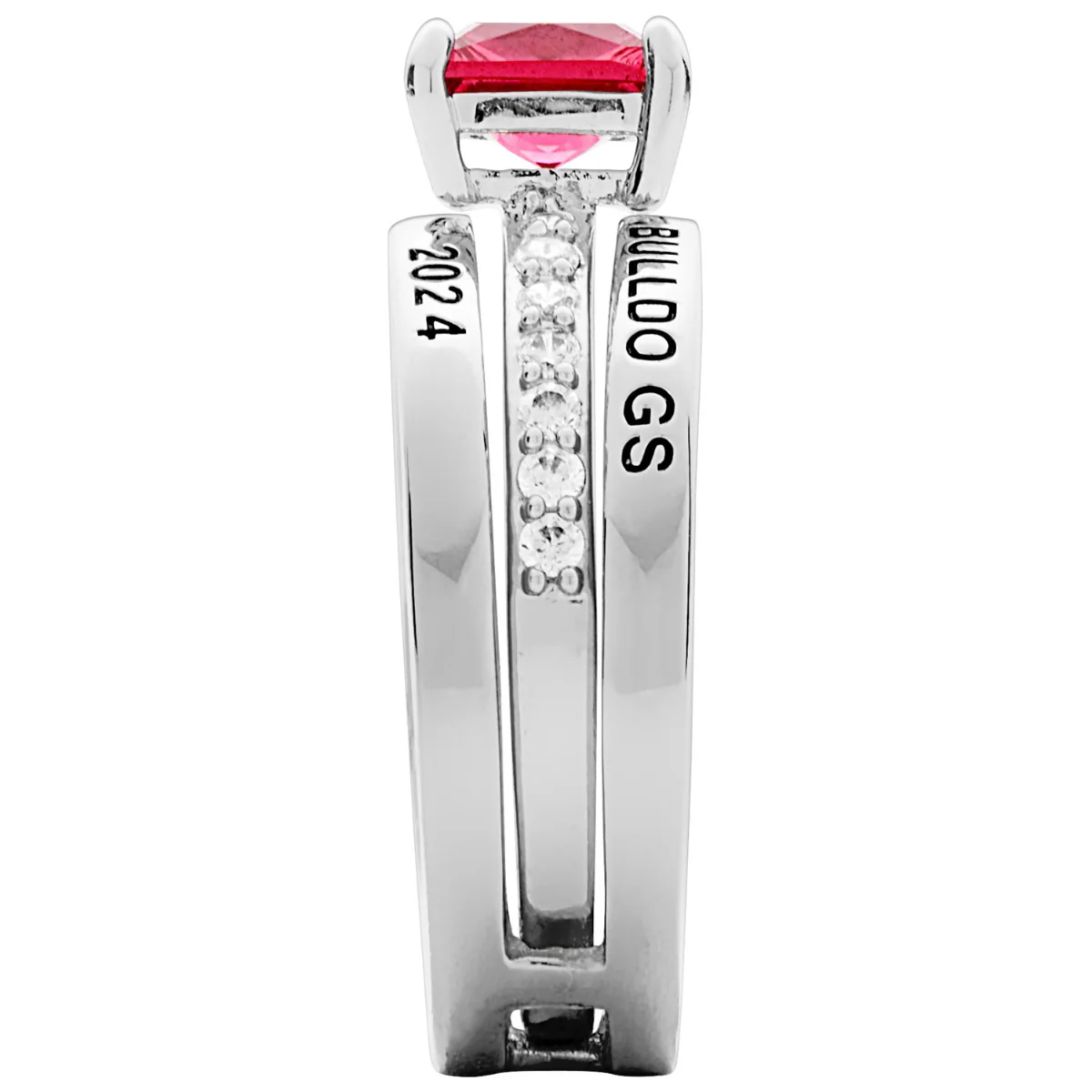 Ladies' Sterling Silver Class Ring with Jacket and CZ Accents - Image 4