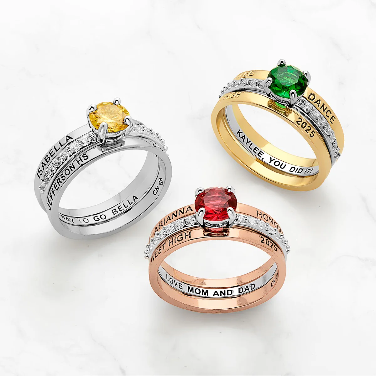 Ladies' Sterling Silver Class Ring with Jacket and CZ Accents - Image 6